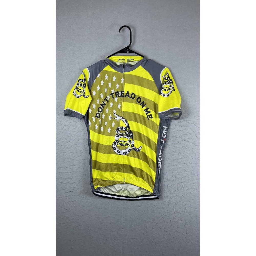 INBIKE‎ Don't Tread On Me Cycling Jersey Mens Medium Yellow Full Zip Bike Shirt